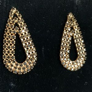 Faceted black stone and gold earrings